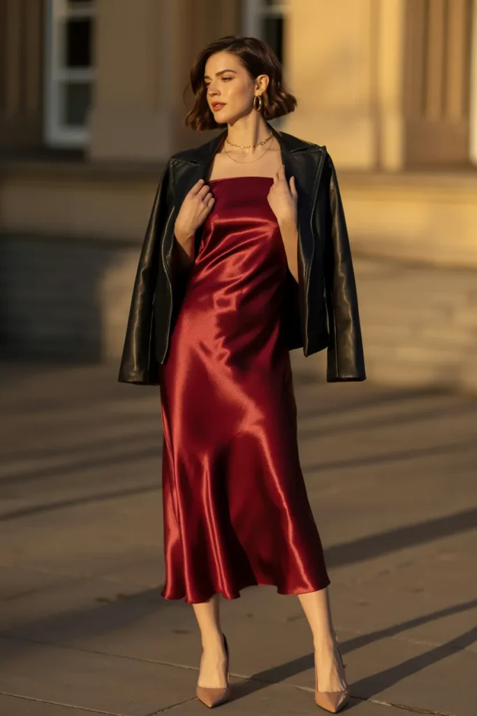 Burgundy Satin Looks