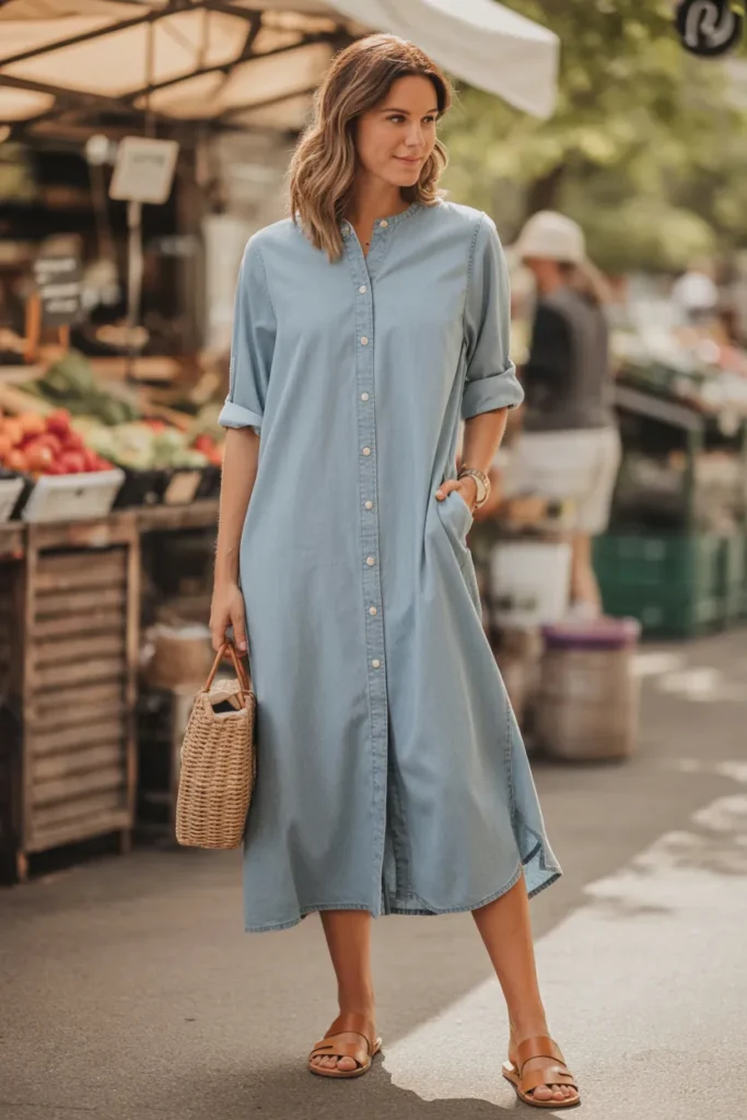 Chambray Button Dress