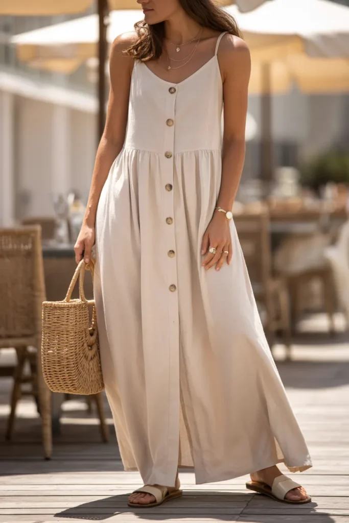 Linen Button Maxi
