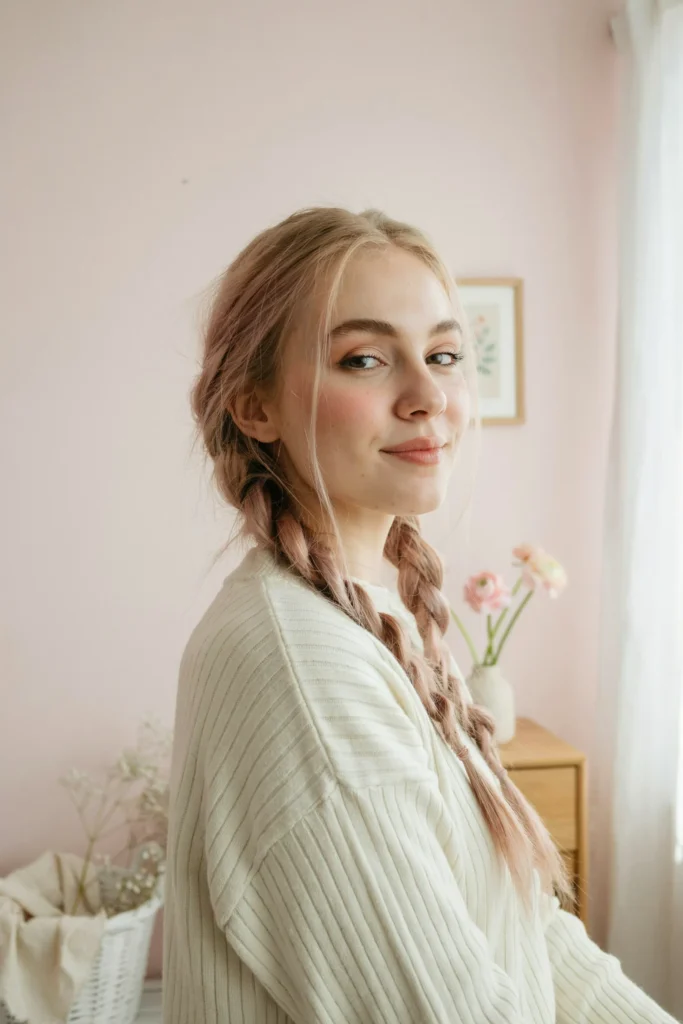 Blush Side Braids