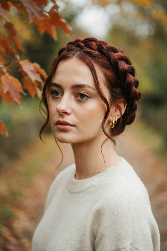 Burgundy Braided Crown