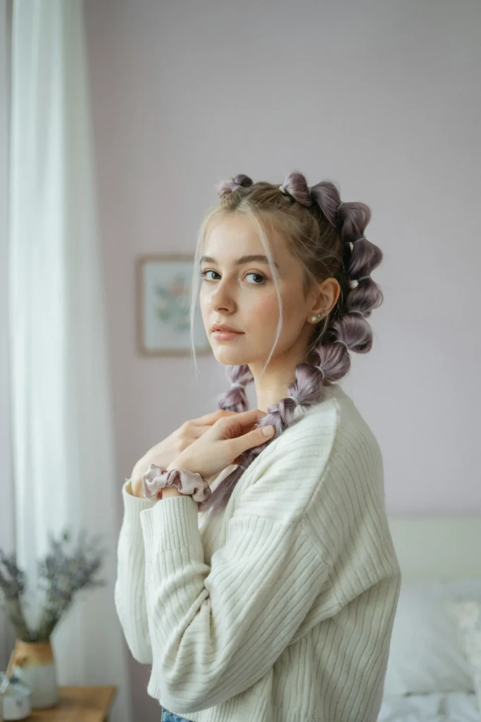 Lavender Bubble Braids