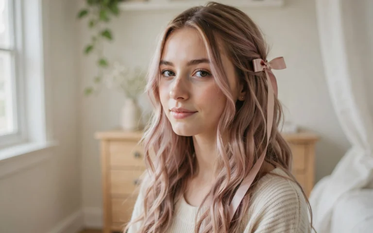 Soft Pink Ribbon Waves