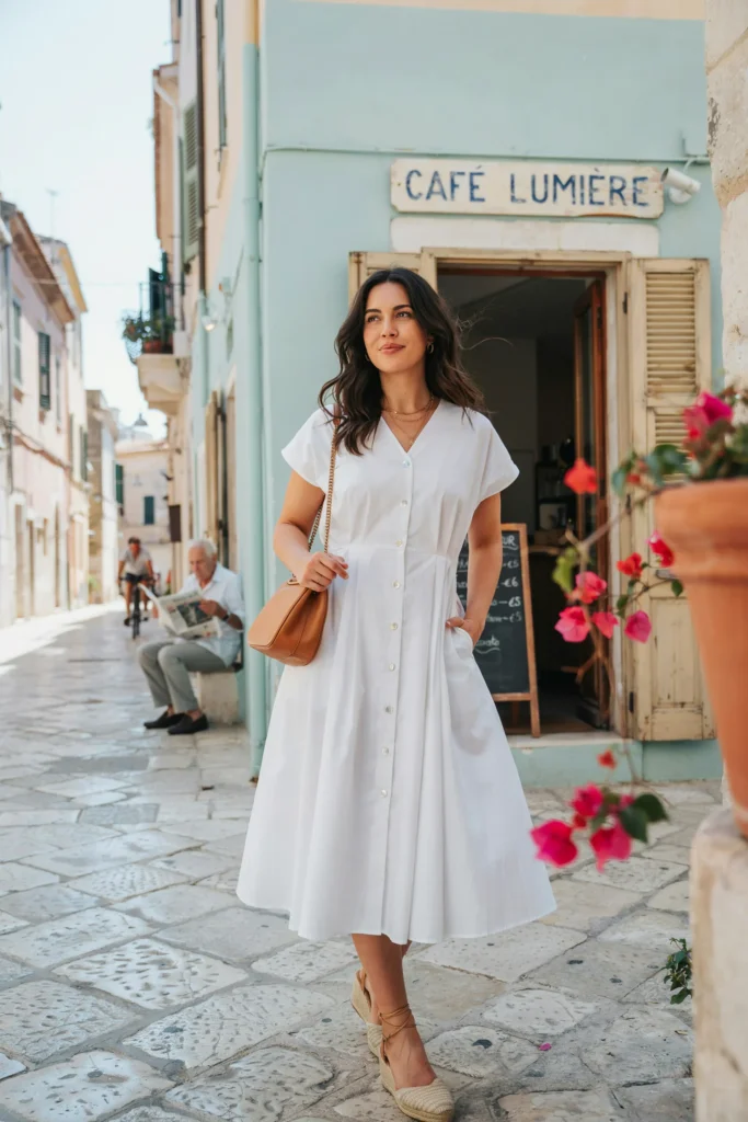 White Button Dress