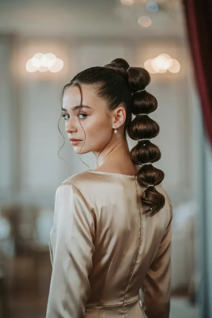 Bubble Braid Pony With Curls
