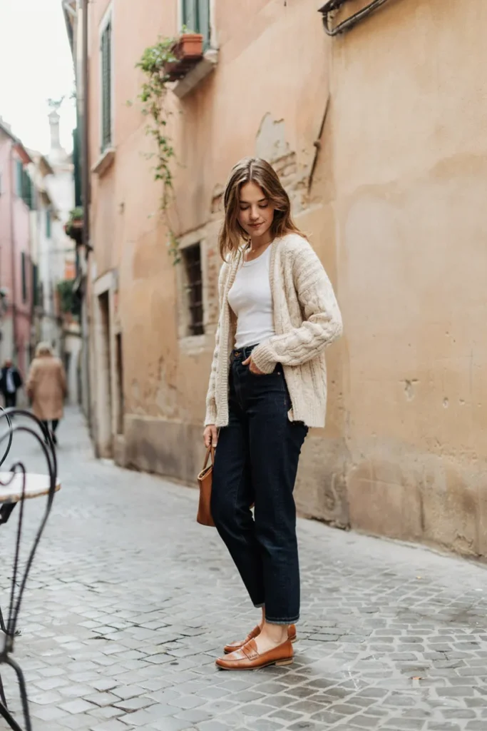 Cardigan And Loafers