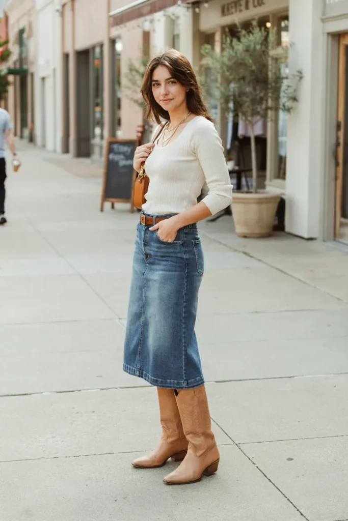 Denim Skirt Outfit