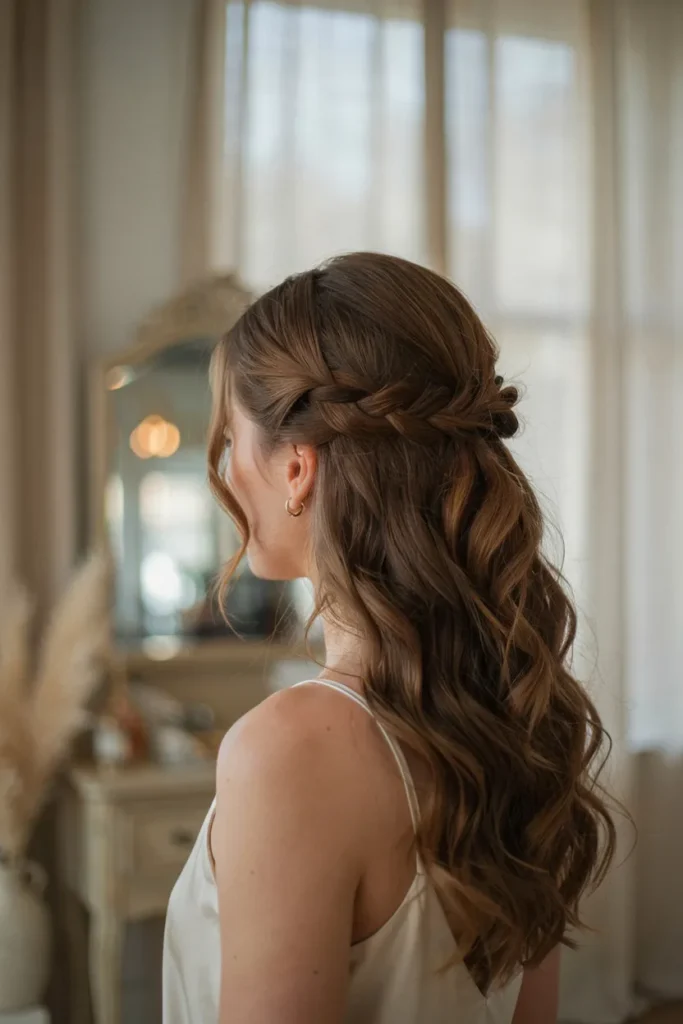 Dutch Braid With Side Curls