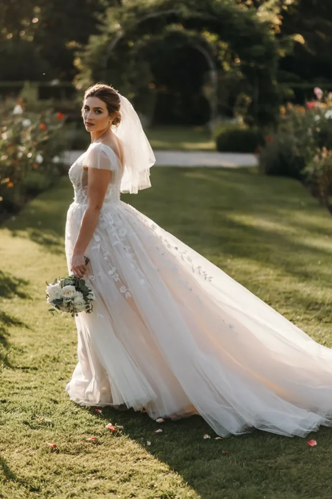 Embroidered Tulle Train
