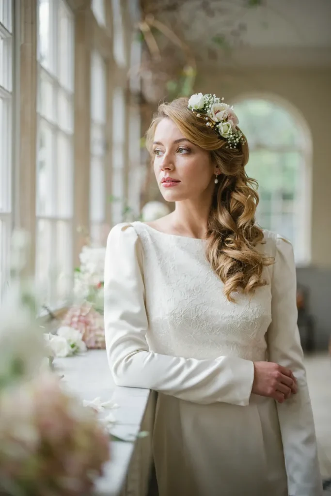 Floral Side Swept Curls