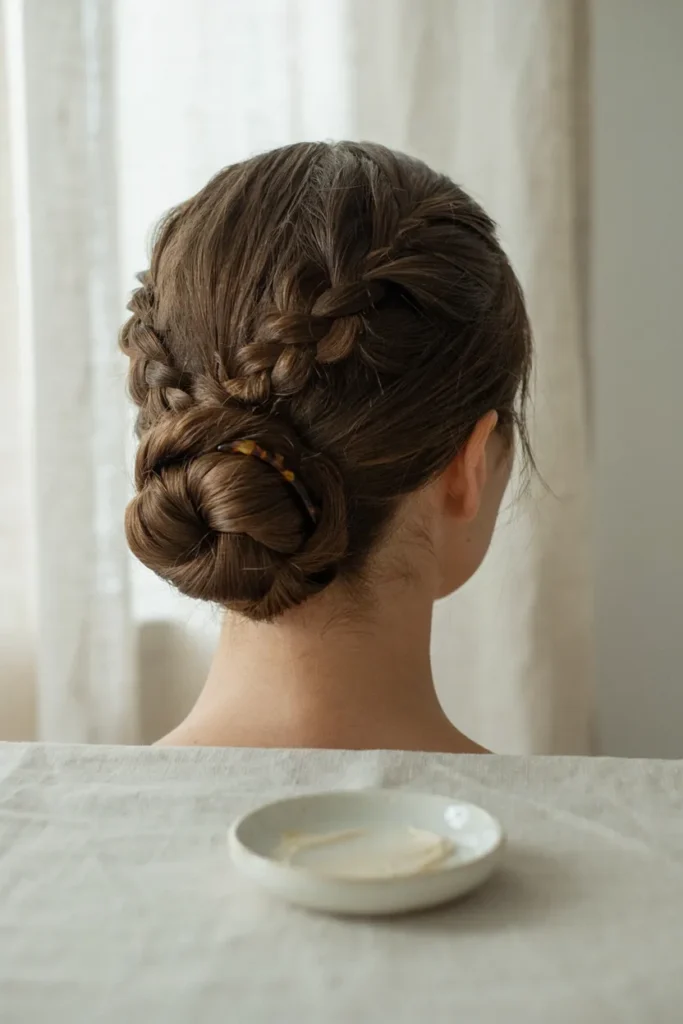 Low Dutch Braid Bun