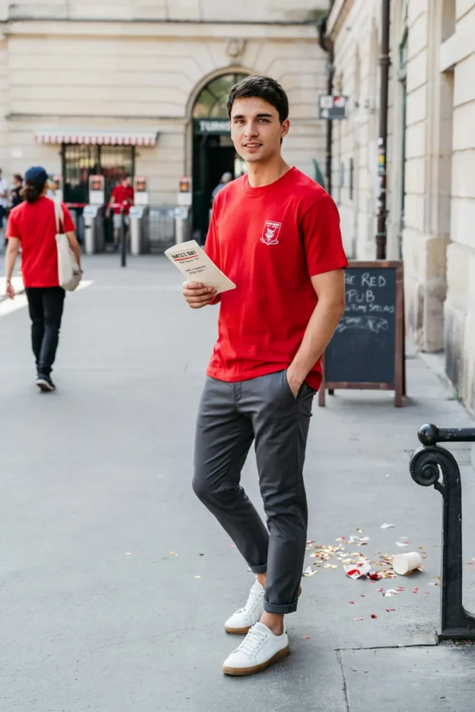 Red Football Street Style