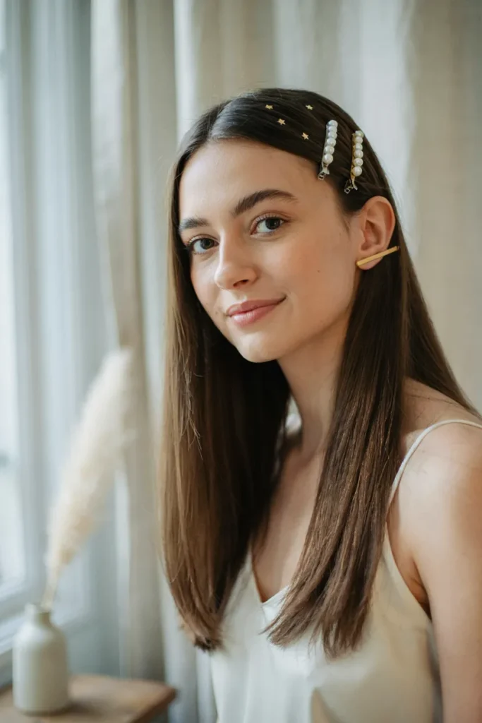Straight Hair With Hair Clips