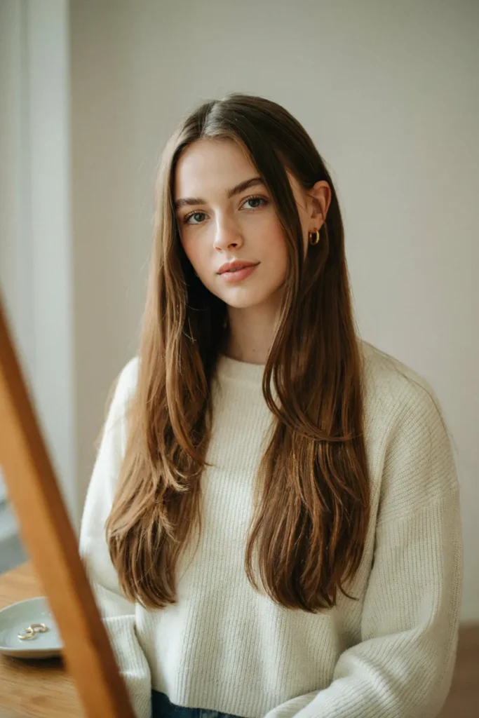 Straight Hair With Middle Layers
