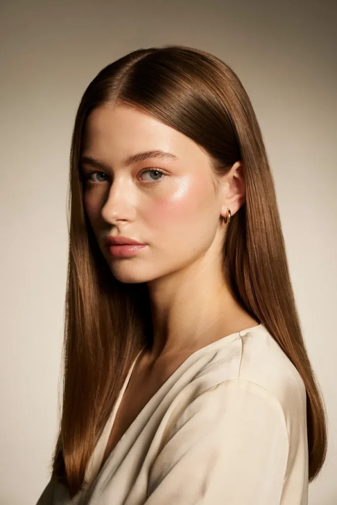 Straight Hair With Side Part