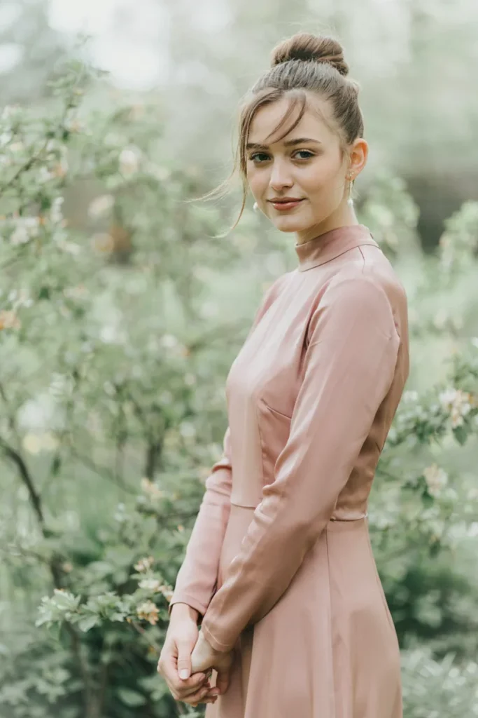 Wispy Bangs With High Bun