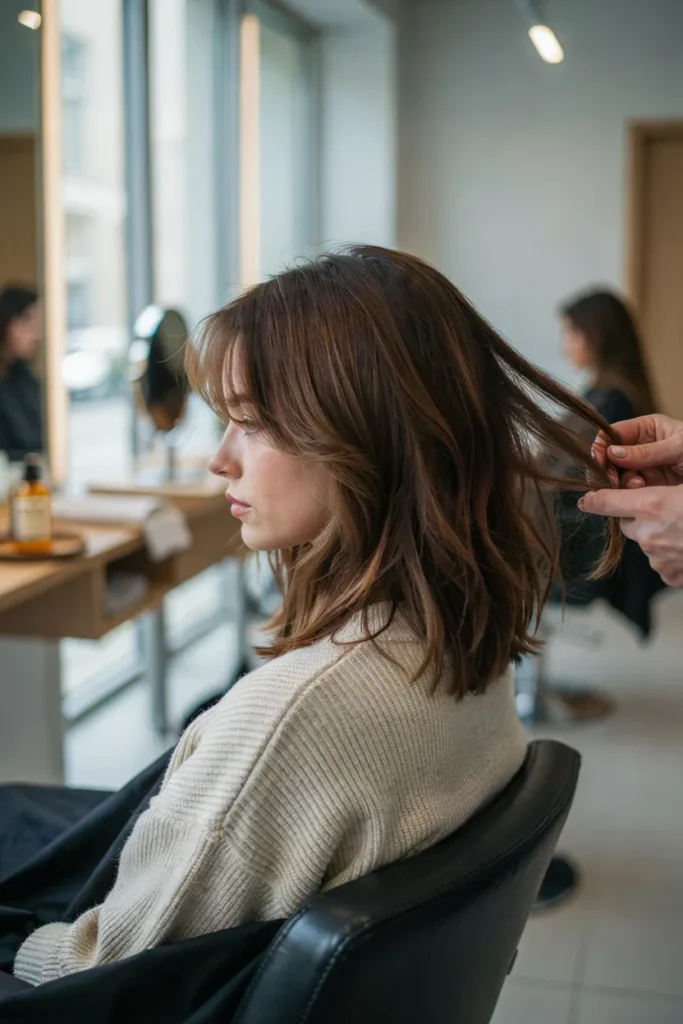Wispy Bangs With Lob Cut