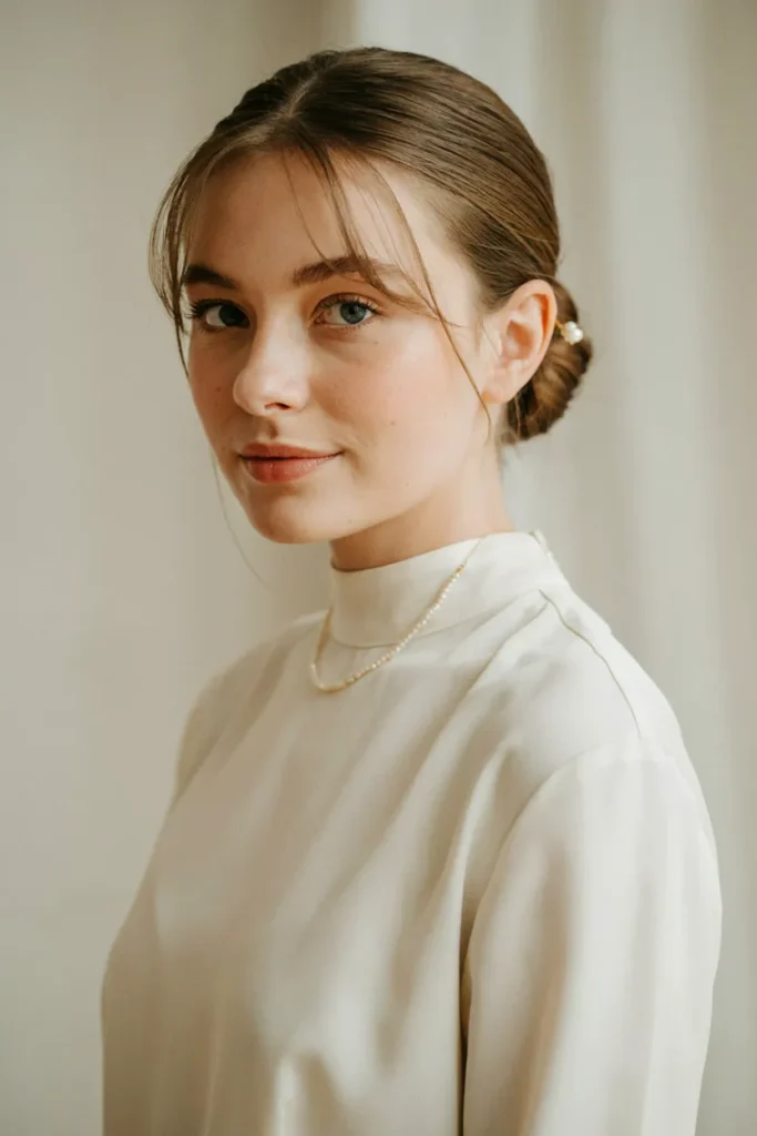 Wispy Bangs With Low Bun