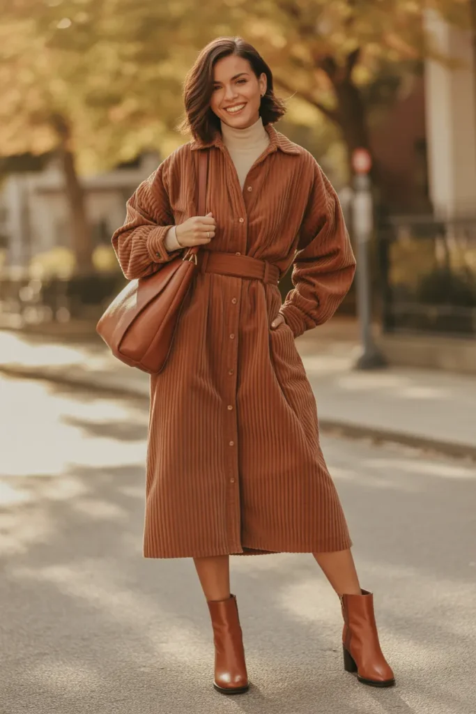 Corduroy Button Dress