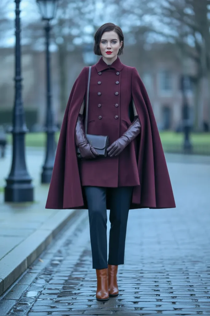 Double Breasted Cape Coat