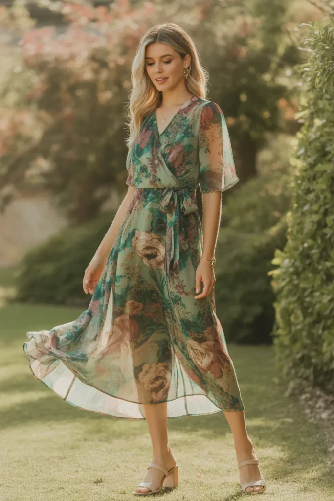 Floral Midi Wrap Dress