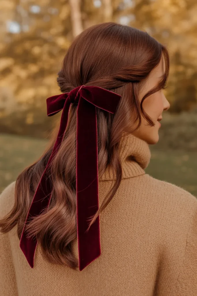 Half-Up Velvet Ribbon Tie
