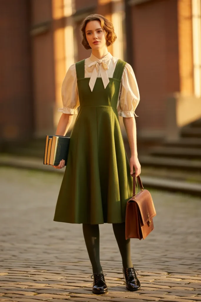 Layered Pinafore Wool Dress