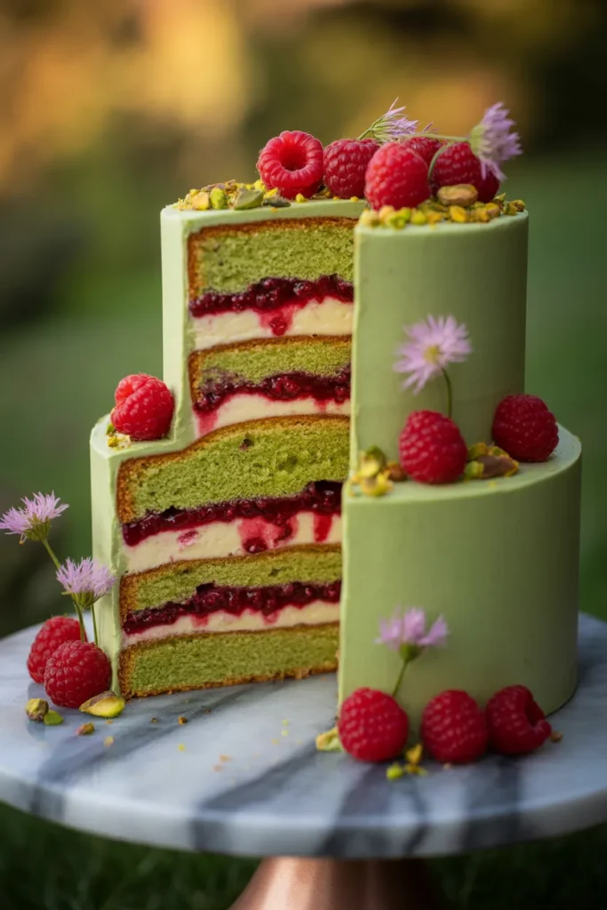 Pistachio Raspberry Bloom