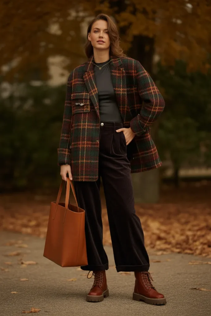 Plaid Tweed Shirt Jacket