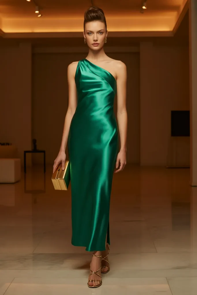 Satin One Shoulder Column