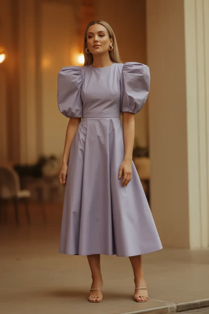 Structured Puff Sleeve Midi