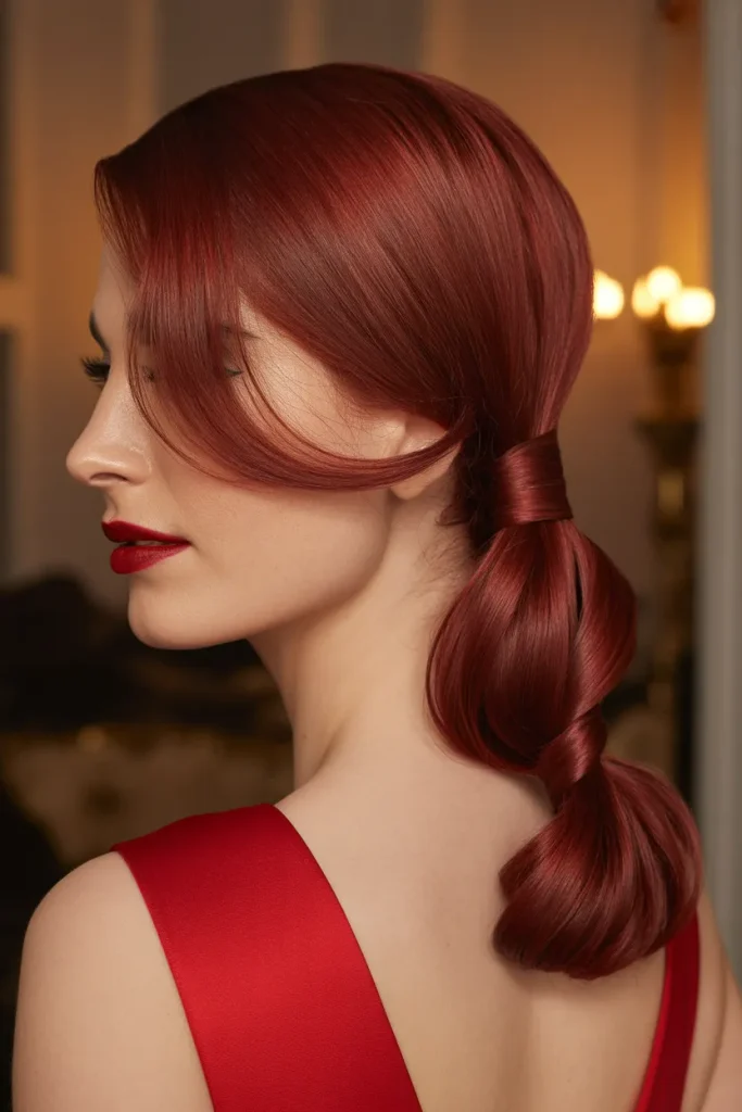 Crimson Twisted Low Ponytail