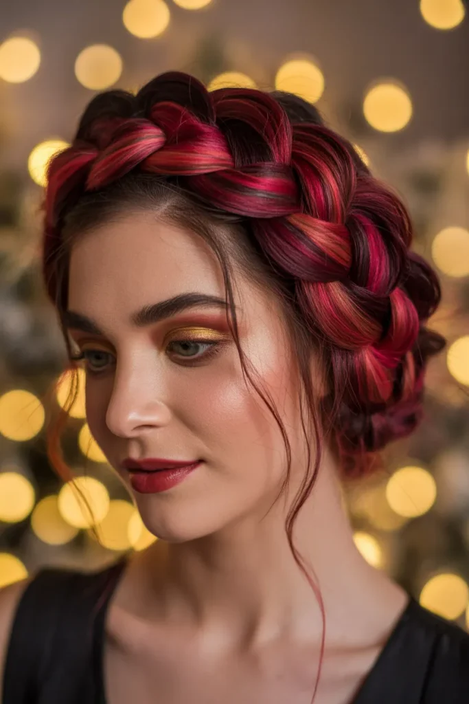 Fiery Scarlet Braided Crown