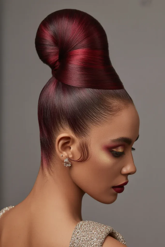 Wine Red Sleek High Knot